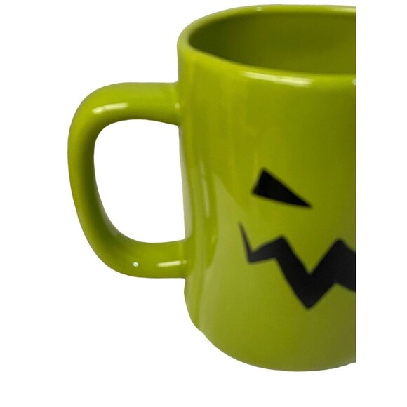 RAE Dunn Artisan Collection Green Pumpkin Face Boo Spooky Halloween Mug 3W 5H - Picture 4 of 9